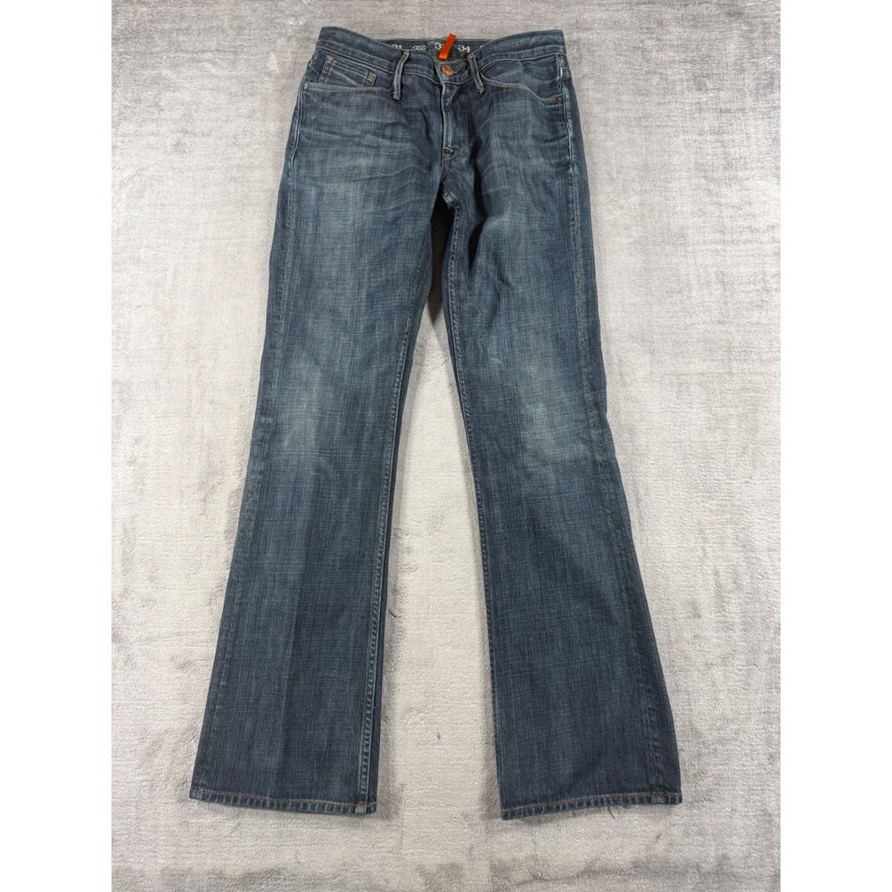 Earnest Sewn Jeans Women 29 Blue Relaxed Bootcut Y2K Distressed Made In USA